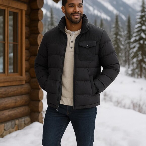 Pendleton Wool Down Puffer Jacket Black L Warm Winter Outdoor Heritage Style - Picture 1 of 11